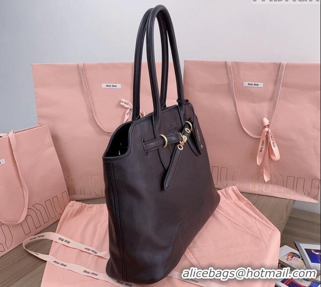 Market Sells Miu Miu Aventure nappa leather tote bag 5BG291 Black 2024