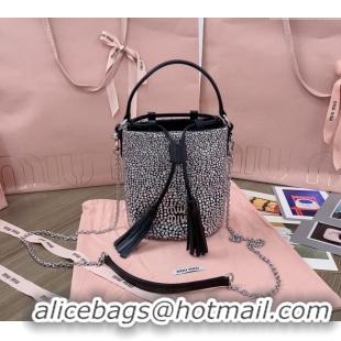 Fashion Show Collections Miu Miu Crystal allover bucket bag 5BE085 Black 2024