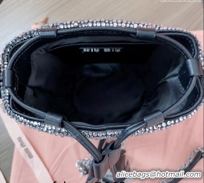 Fashion Show Collections Miu Miu Crystal allover bucket bag 5BE085 Black 2024