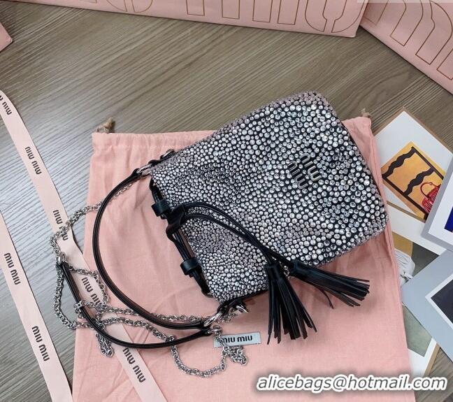 Fashion Show Collections Miu Miu Crystal allover bucket bag 5BE085 Black 2024