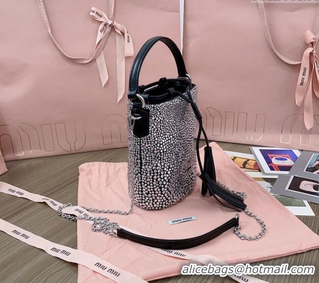 Fashion Show Collections Miu Miu Crystal allover bucket bag 5BE085 Black 2024