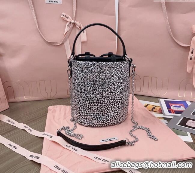 Fashion Show Collections Miu Miu Crystal allover bucket bag 5BE085 Black 2024