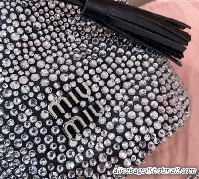 Fashion Show Collections Miu Miu Crystal allover bucket bag 5BE085 Black 2024