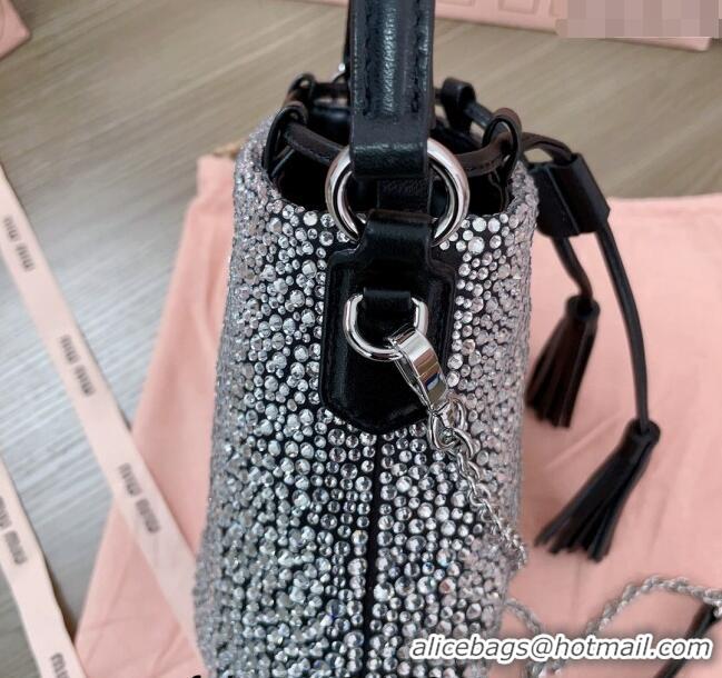 Fashion Show Collections Miu Miu Crystal allover bucket bag 5BE085 Black 2024