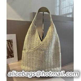 Luxury Classic Miu Miu Straw Hobo bag 0513 Beige 2024