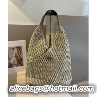 Reasonable Price Miu Miu Straw Hobo bag 0513 Khaki 2024