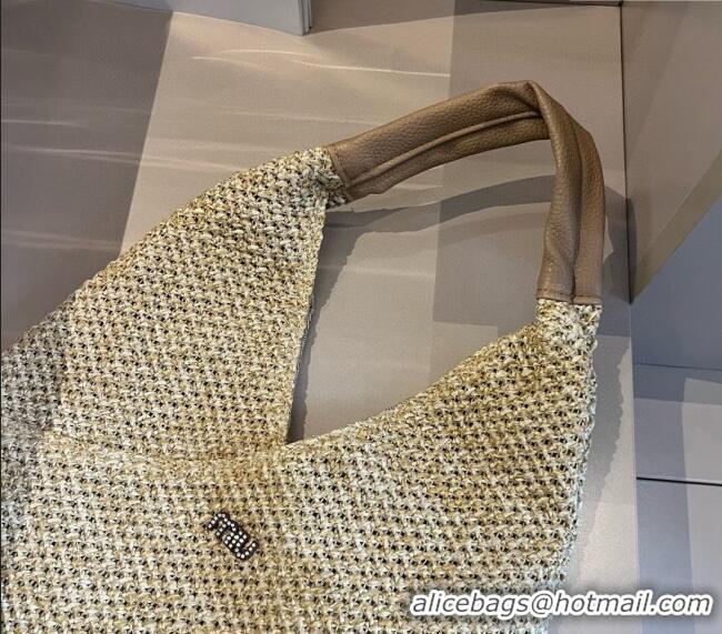 Reasonable Price Miu Miu Straw Hobo bag 0513 Khaki 2024