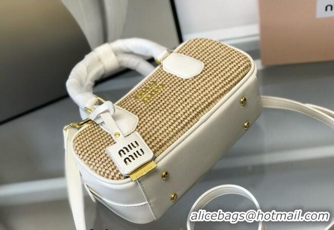 Most Popular Miu Miu Straw Bowling bag 0513 White 2024