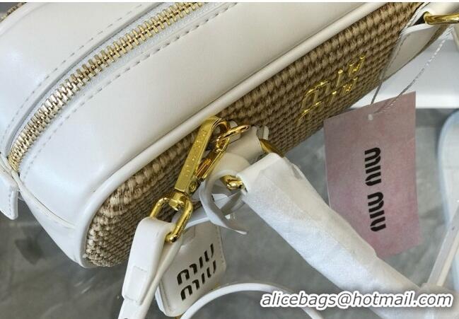 Most Popular Miu Miu Straw Bowling bag 0513 White 2024