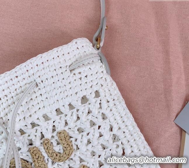 Top Grade Miu Miu Woven fabric mini-bag 5ND016 White 2024