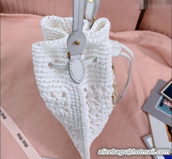 Top Grade Miu Miu Woven fabric mini-bag 5ND016 White 2024