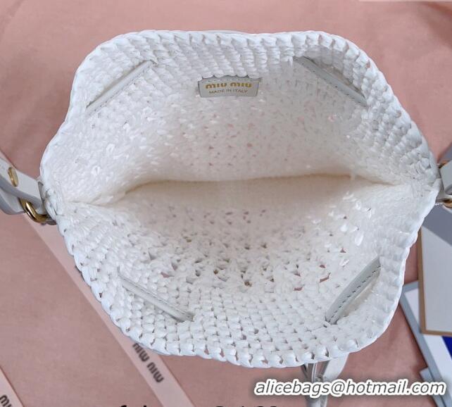 Top Grade Miu Miu Woven fabric mini-bag 5ND016 White 2024