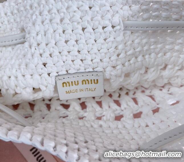 Top Grade Miu Miu Woven fabric mini-bag 5ND016 White 2024