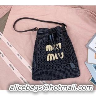 Grade Quality Miu Miu Woven fabric mini-bag 5ND016 Black 2024