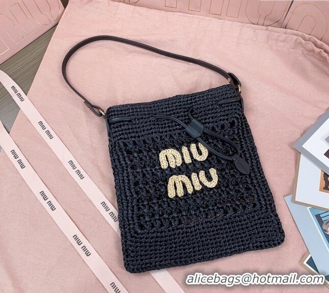 Grade Quality Miu Miu Woven fabric mini-bag 5ND016 Black 2024