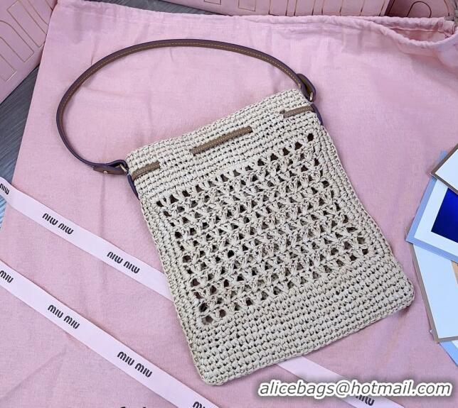 Luxury Cheap Miu Miu Woven fabric mini-bag 5ND016 Beige 2024