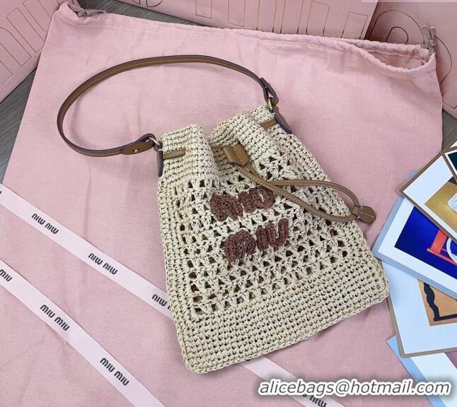 Luxury Cheap Miu Miu Woven fabric mini-bag 5ND016 Beige 2024