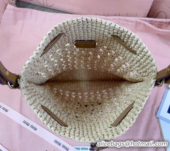 Luxury Cheap Miu Miu Woven fabric mini-bag 5ND016 Beige 2024