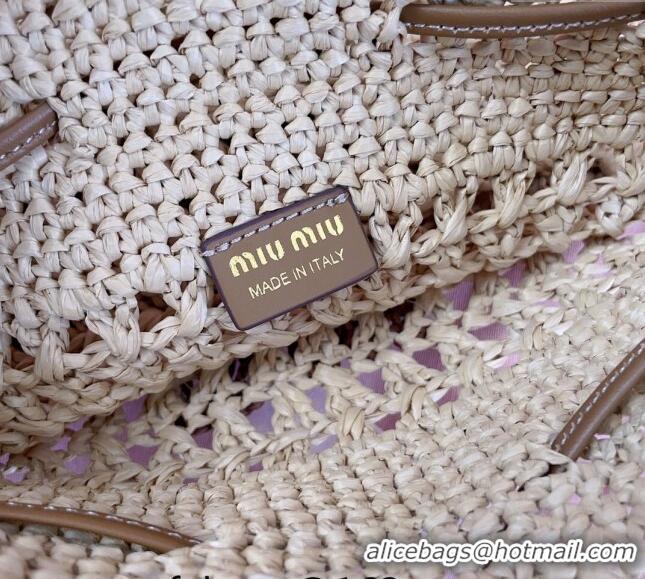 Luxury Cheap Miu Miu Woven fabric mini-bag 5ND016 Beige 2024