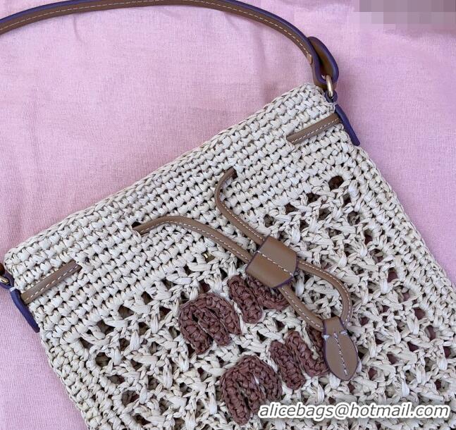 Luxury Cheap Miu Miu Woven fabric mini-bag 5ND016 Beige 2024