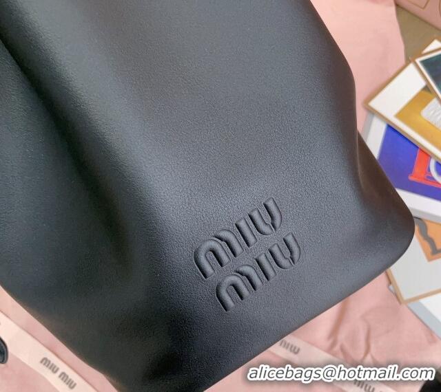 Super Quality Miu Miu Leather bucket bag 5BE089 Black 2024