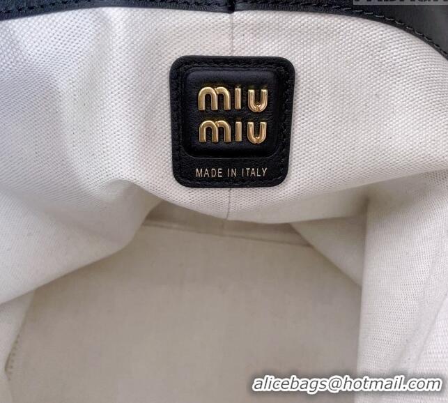 Super Quality Miu Miu Leather bucket bag 5BE089 Black 2024