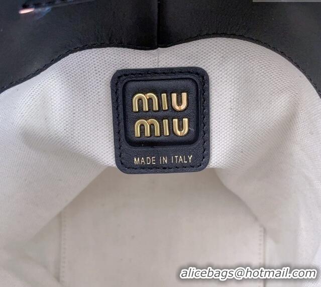 Buy Fashionable Miu Miu Leather bucket bag 5BE090 Black 2024