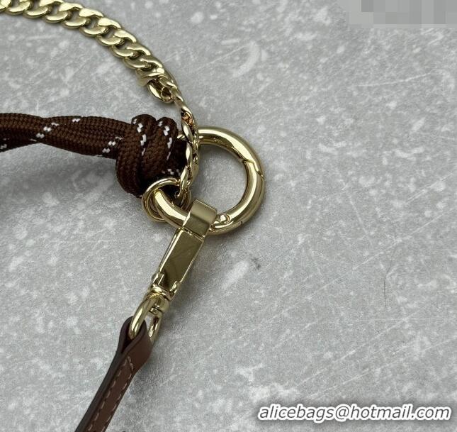 Popular Style Miu Miu Leather, cord, and metal trick bracelet/bag charm M008 Brown 2024