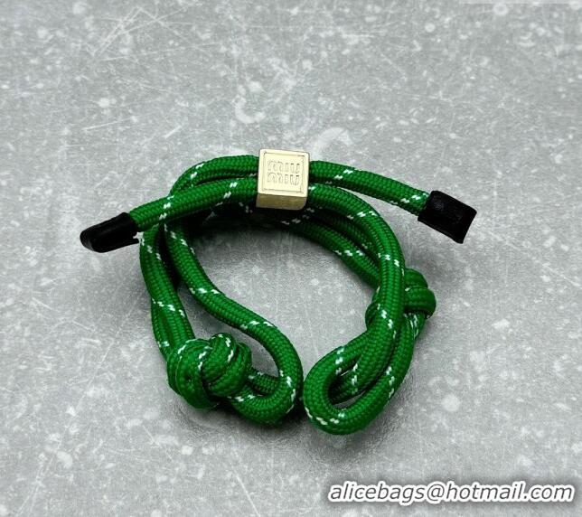 Top Quality Miu Miu Cord and nylon bracelet M001 Green 2024