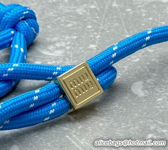 Luxury Cheap Miu Miu Cord and nylon bracelet M001 Light Blue 2024