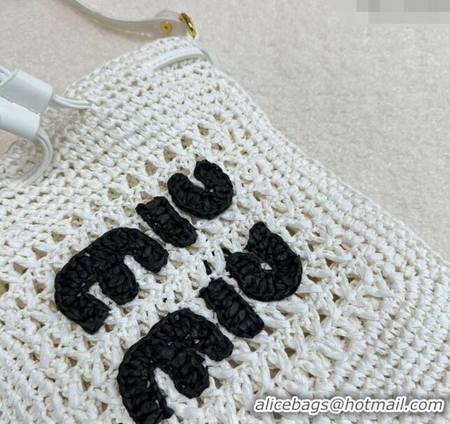 Famous Brand Miu Miu Woven Straw Tote Mini Bag M0618 White 2024
