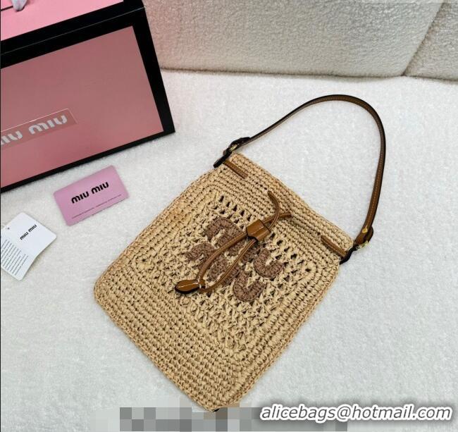 Traditional Specials Miu Miu Woven Straw Tote Mini Bag M0618 Khaki 2024