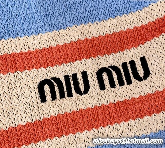 Buy Inexpensive Miu Miu Crochet Fabric Tote Bag 5BG228 Light Blue 2024