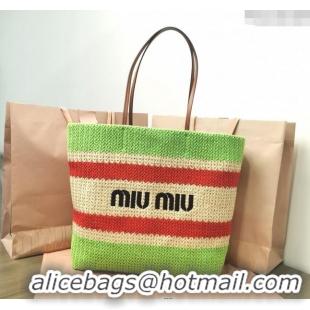 New Design Miu Miu Crochet Fabric Tote Bag 5BG228 Green 2024