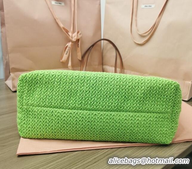 New Design Miu Miu Crochet Fabric Tote Bag 5BG228 Green 2024