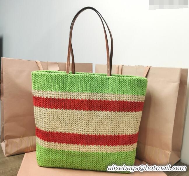 New Design Miu Miu Crochet Fabric Tote Bag 5BG228 Green 2024