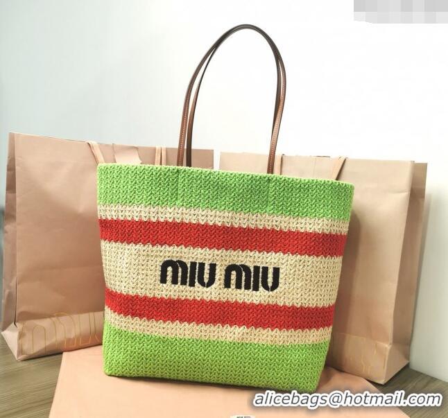 New Design Miu Miu Crochet Fabric Tote Bag 5BG228 Green 2024