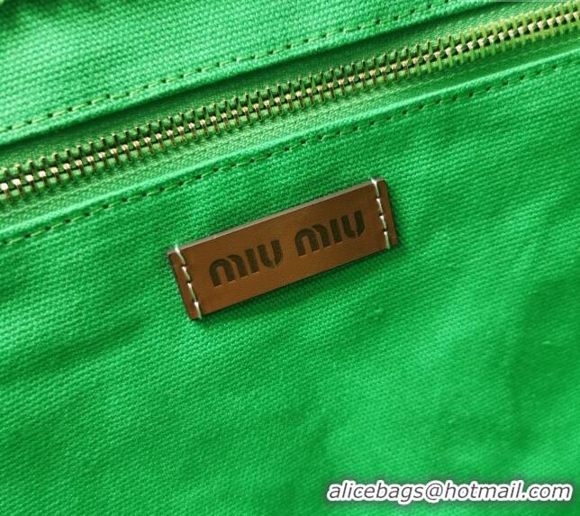 New Design Miu Miu Crochet Fabric Tote Bag 5BG228 Green 2024