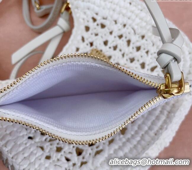 Reasonable Price Miu Miu Wander woven fabric hobo bag 5BC125 White 2024