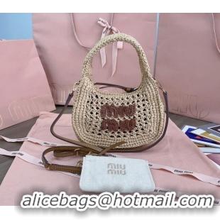 Pretty Style Miu Miu Wander woven fabric hobo bag 5BC125 Beige 2024