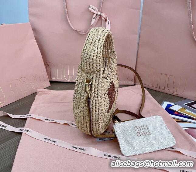 Pretty Style Miu Miu Wander woven fabric hobo bag 5BC125 Beige 2024