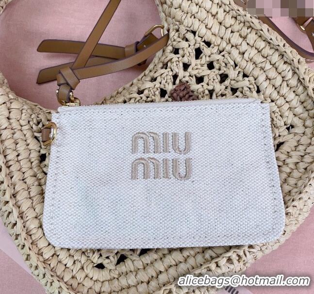 Pretty Style Miu Miu Wander woven fabric hobo bag 5BC125 Beige 2024