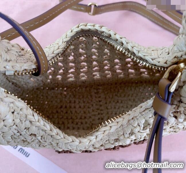 Pretty Style Miu Miu Wander woven fabric hobo bag 5BC125 Beige 2024