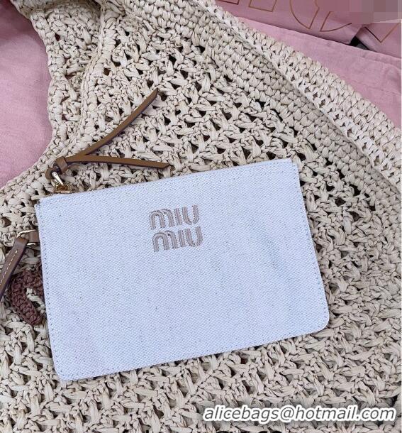 Best Price Miu Miu Woven fabric hobo bag 5BC116 Beige 2024