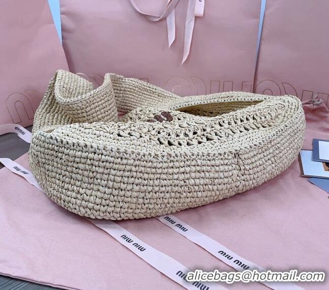 Best Price Miu Miu Woven fabric hobo bag 5BC116 Beige 2024