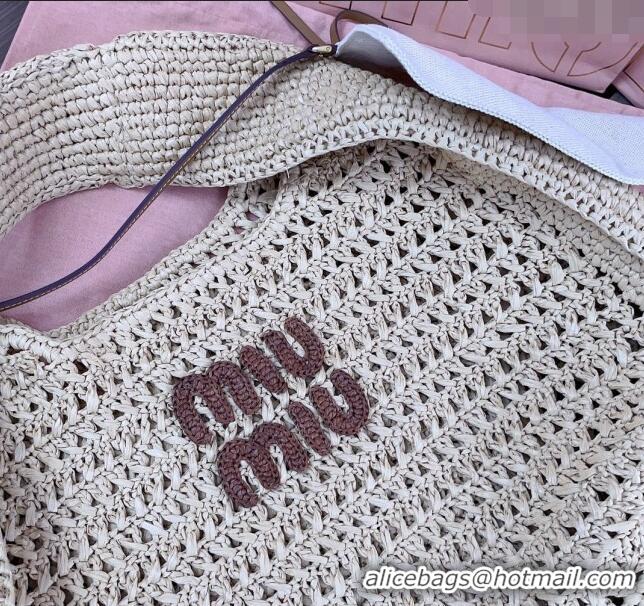 Best Price Miu Miu Woven fabric hobo bag 5BC116 Beige 2024