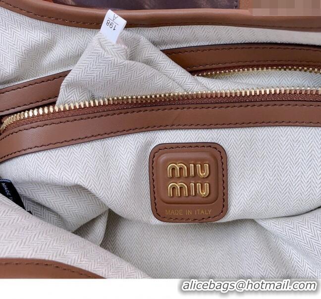 Top Grade Miu Miu IVY Patchwork Leather Tote Bag 5BG231 Brown 2024