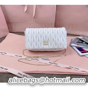 Pretty Style Miu Miu Matelasse Nappa Leather Chain Mini bag 5BP086 White 2024