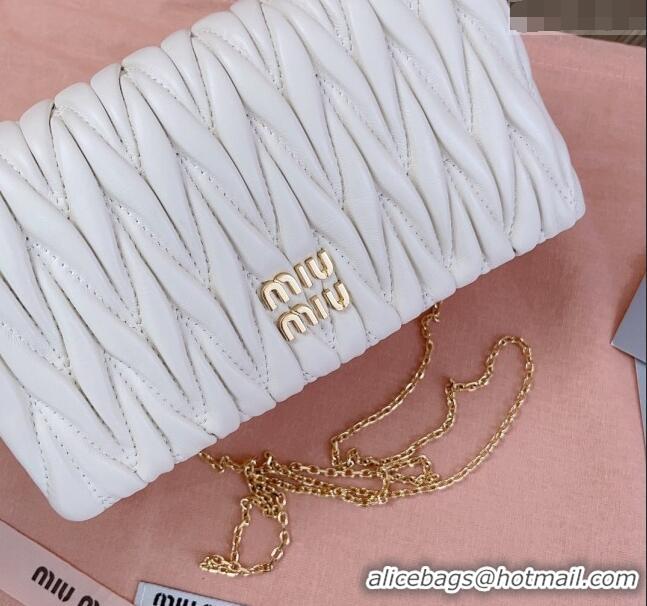 Pretty Style Miu Miu Matelasse Nappa Leather Chain Mini bag 5BP086 White 2024