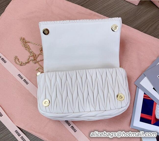 Pretty Style Miu Miu Matelasse Nappa Leather Chain Mini bag 5BP086 White 2024